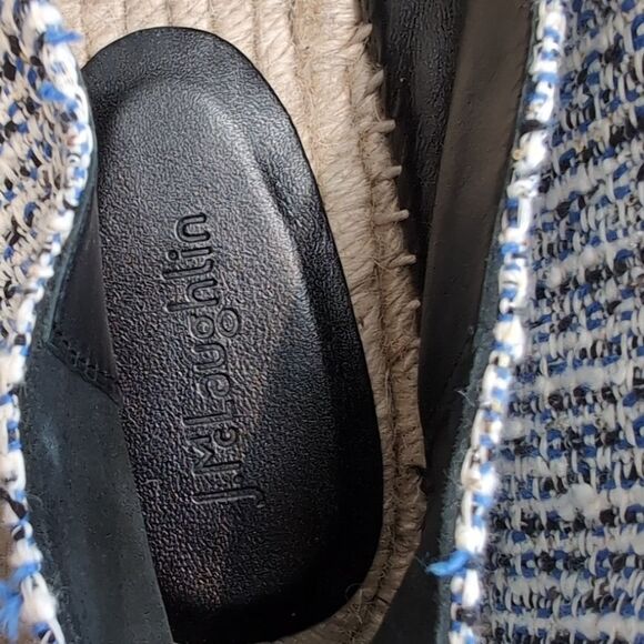 J. Mclaughlin Alexa Tweed and Leather Toe Espadrilles - Blue Cream Sz 9 - Picture 6 of 9